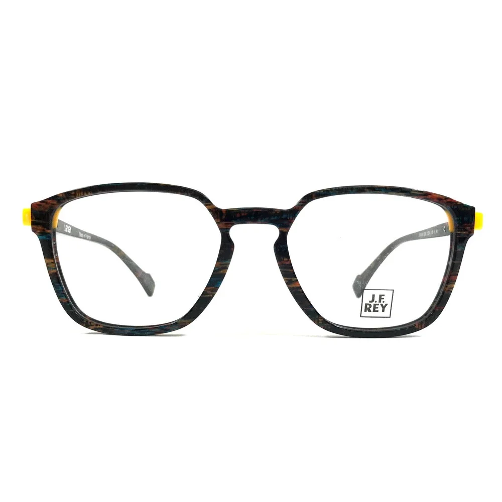 J. F. Rey Eyeglasses Frames JF1515 9255 Black Brown Yellow Full Rim 51-18-145